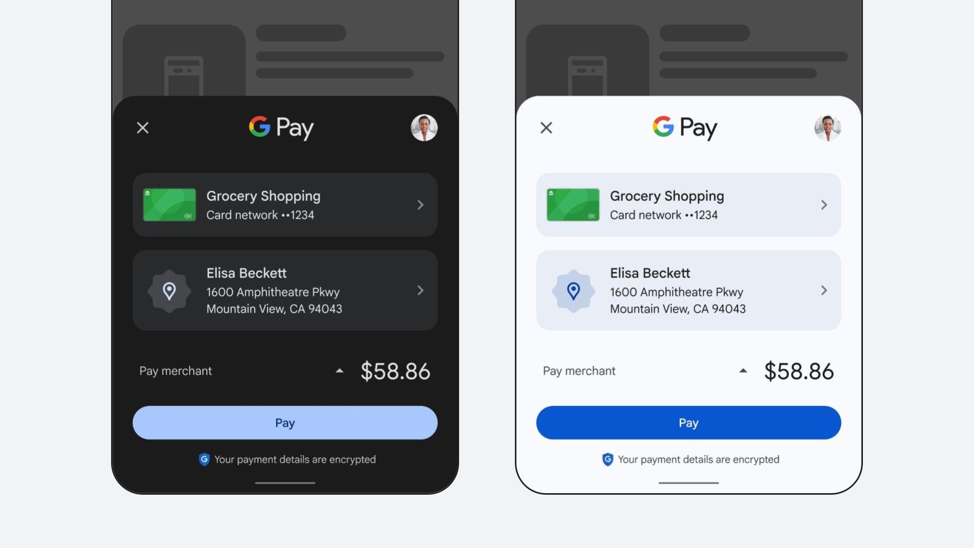 Google Pay payment sheet